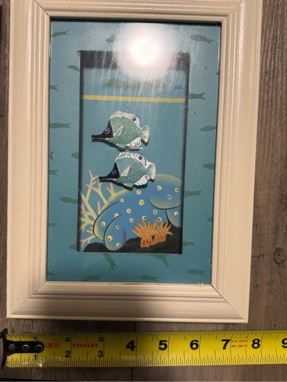 Set‎ of 4 Coastal Tropical Fish Shadow Box Wall Art Framed 3D Nautical